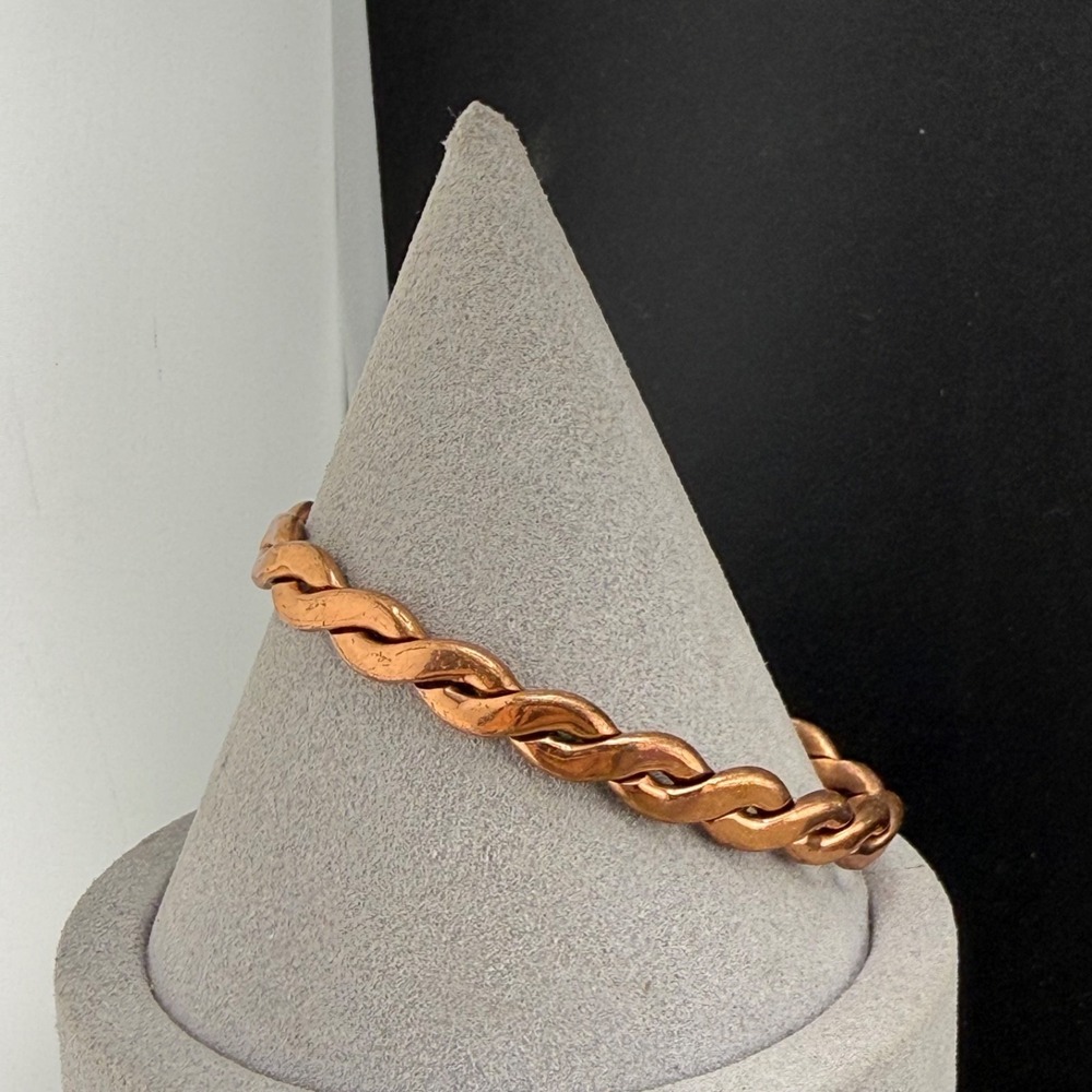 Vintage Estate Cuff Bracelet Copper Twisted Hammered Western 6.5"